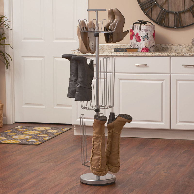 Rebrilliant 3 Tier 12 Pair Revolving Boot and Shoe Rack & Reviews Wayfair